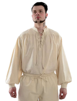Mittelalter Schnürhemd Artus in Beige Frontansicht 2