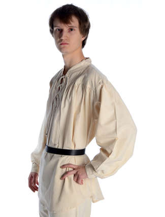 Mittelalter Schnürhemd Artus in Beige Seitenansicht