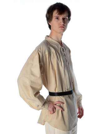 Mittelalter Schnürhemd Artus in Beige Seitenansicht 2