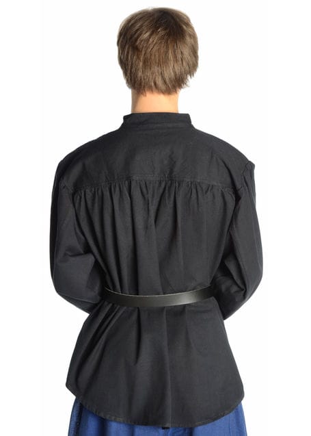 Mittelalter Schnürhemd Artus in Schwarz Rückansicht