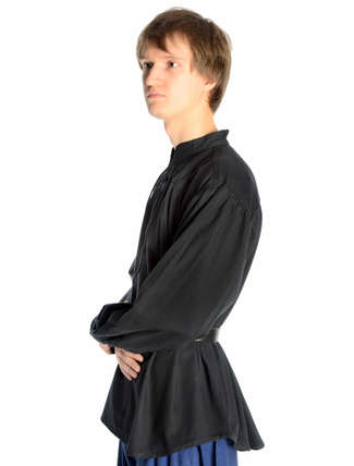 Mittelalter Schnürhemd Artus in Schwarz Seitenansicht