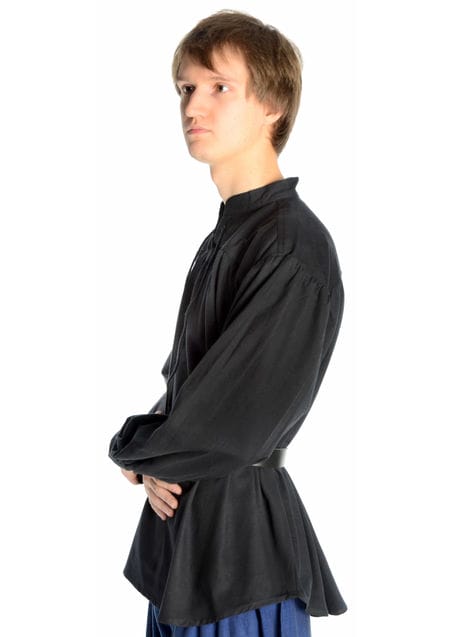 Mittelalter Schnürhemd Artus in Schwarz Seitenansicht
