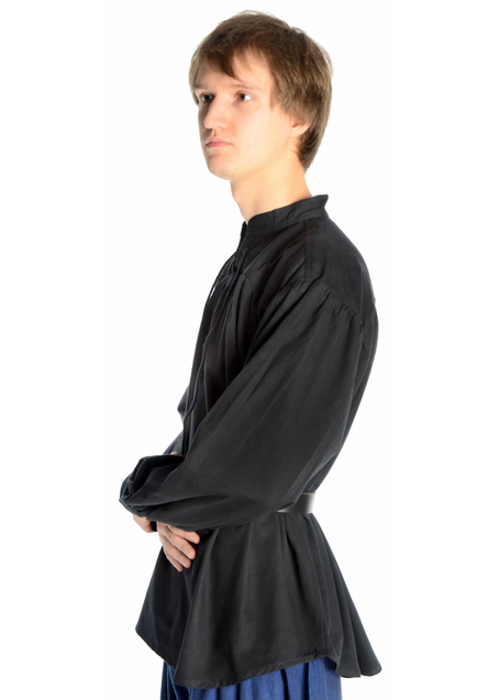 Mittelalter Schnürhemd Artus in Schwarz Seitenansicht