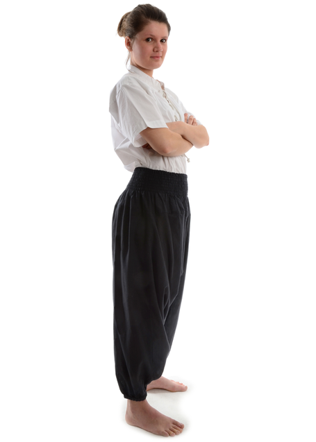 Mittelalter Hose Brangäne in Schwarz Seitenansicht