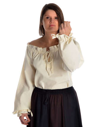 Mittelalter Bluse Gotelinde in Beige Frontansicht 3