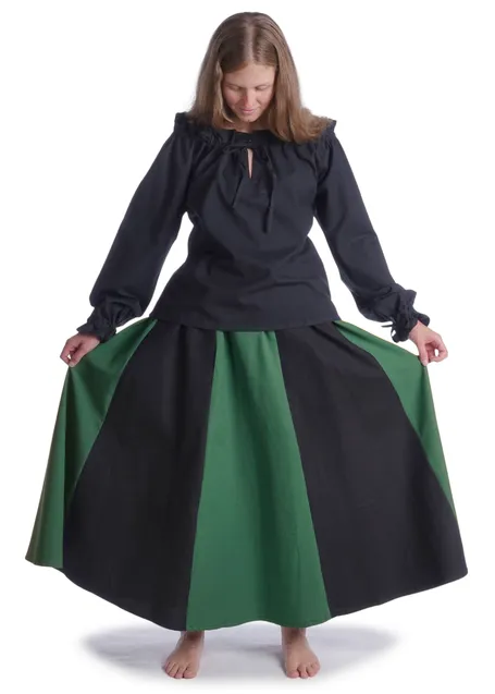 Mittelalter Bluse Gotelinde in Schwarz Frontansicht 3