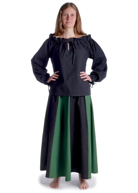 Mittelalter Bluse Gotelinde in Schwarz Frontansicht 4