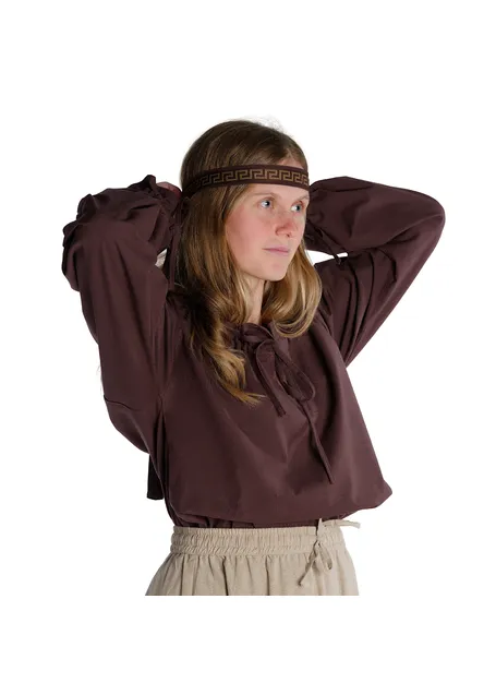 Mittelalter Bluse Gotelinde in Braun Detailansicht