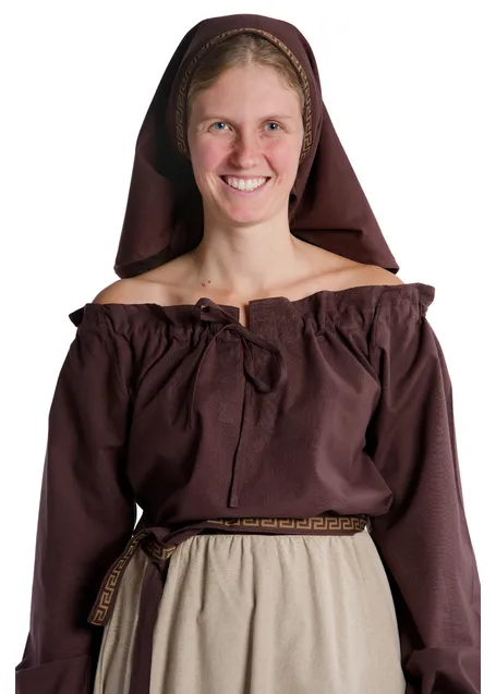 Mittelalter Bluse Gotelinde in Braun Detailansicht 3