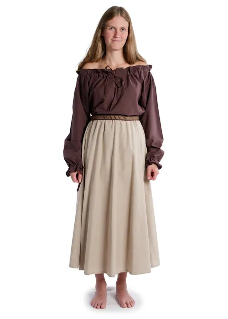 Mittelalter Bluse Gotelinde in Braun Frontansicht 2