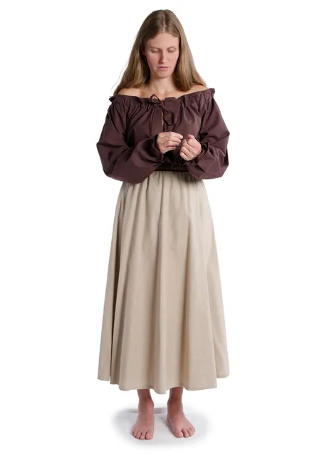 Mittelalter Bluse Gotelinde in Braun Frontansicht 7
