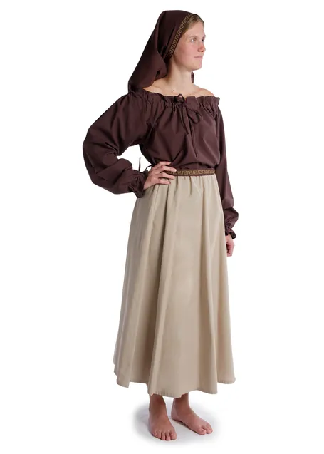 Mittelalter Bluse Gotelinde in Braun Seitenansicht 2