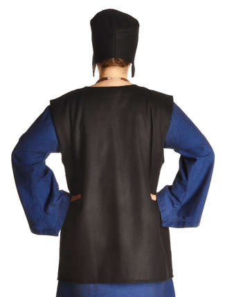 Mittelalter Wams Pontschur in Schwarz Rückansicht