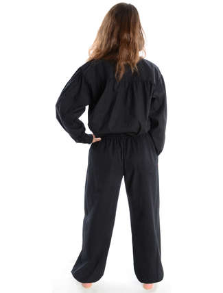 Wikinger Hose Floraklar in Schwarz Rückansicht