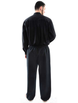 Mittelalter Hose Kurvenal in Schwarz Rückansicht