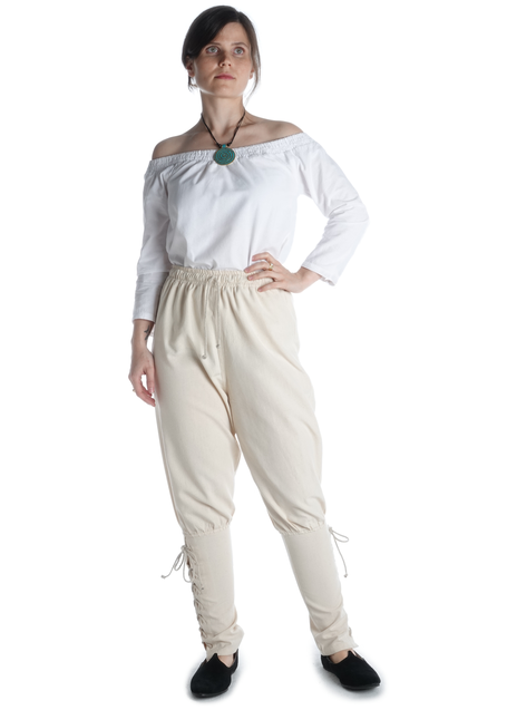 Mittelalter Hose Freya in Beige Frontansicht