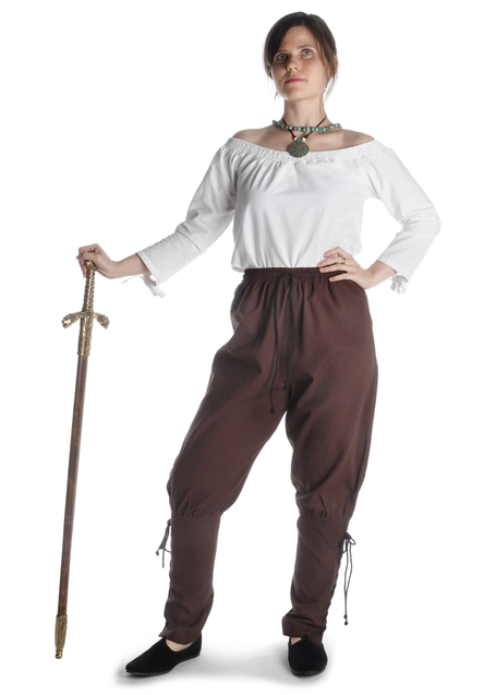 Mittelalter Hose Freya in Braun Frontansicht 3