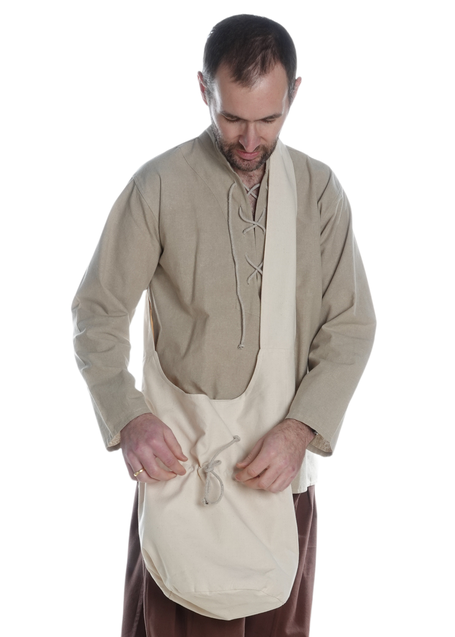 Mittelalter Tasche Irmenfried in Beige Frontansicht