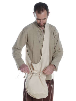 Mittelalter Tasche Irmenfried in Beige Frontansicht 3
