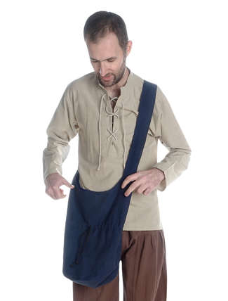 Mittelalter Tasche Irmenfried in Blau Frontansicht 3