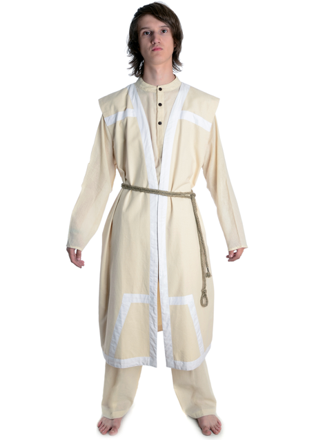 Wikinger Mantel Lurteun in Beige-Weiß Frontansicht