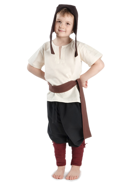 Mittelalter Kindertunika Maurin in Beige Frontansicht 2