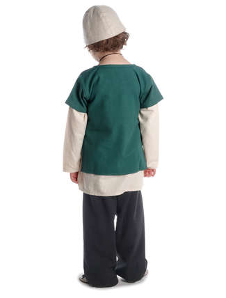 Mittelalter Kindertunika Maurin in Grün Rückansicht