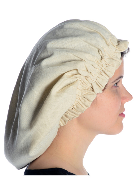 Mittelalter Haube Florie aus Baumwolle in Beige Seitenansicht