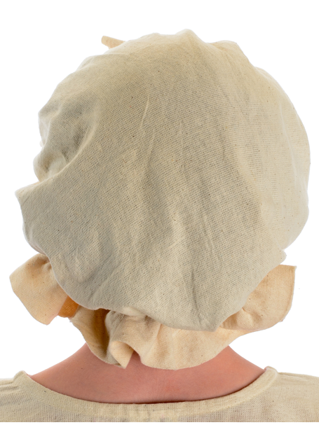 Mittelalter Kinderhaube Florie aus Baumwolle in Beige Rückansicht
