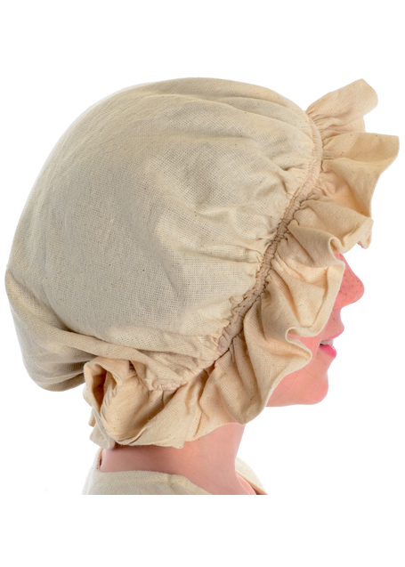 Mittelalter Kinderhaube Florie aus Baumwolle in Beige Seitenansicht 2