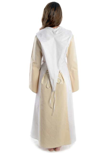 Mittelalter Kleid Liebgart in Beige-Weiß Rückansicht
