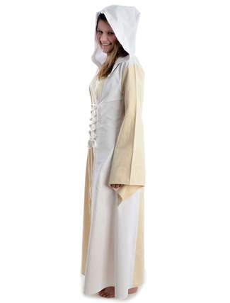 Mittelalter Kleid Liebgart in Beige-WeiÃŸ Seitenansicht