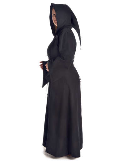 Mittelalter Kleid Liebgart in Schwarz Seitenansicht