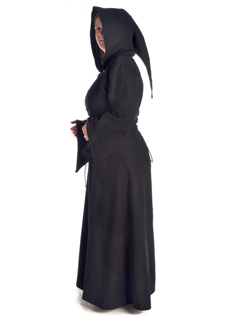 Mittelalter Kleid Liebgart in Schwarz Seitenansicht
