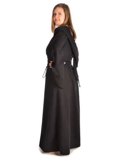 Mittelalter Kleid Liebgart in Schwarz Seitenansicht 2
