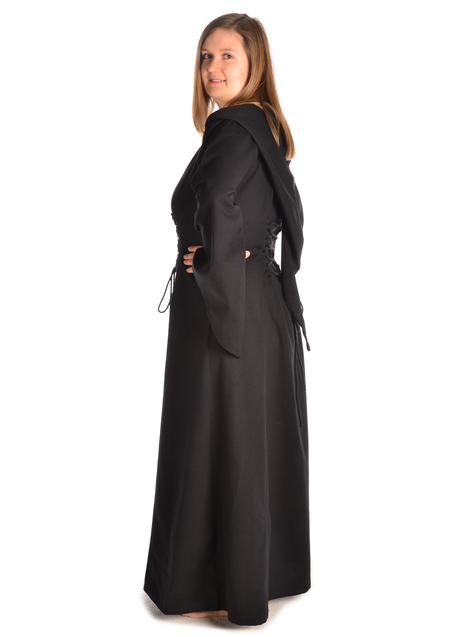 Mittelalter Kleid Liebgart in Schwarz Seitenansicht 2