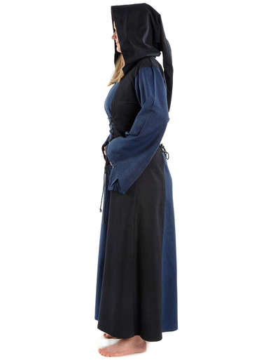 Mittelalter Kleid Liebgart in Blau-Schwarz Seitenansicht