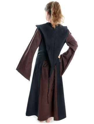 Mittelalter Kleid Liebgart in Braun-Schwarz Rückansicht
