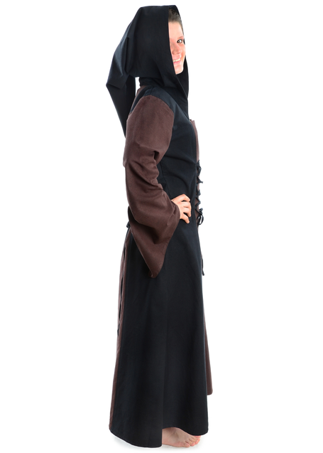 Mittelalter Kleid Liebgart in Braun-Schwarz Seitenansicht