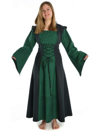 Mittelalter Kleid Liebgart in GrÃ¼n-Schwarz Frontansicht 2