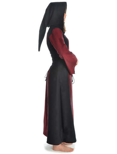 Mittelalter Kleid Liebgart in Rot-Schwarz Seitenansicht