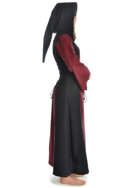 Mittelalter Kleid Liebgart in Rot-Schwarz Seitenansicht