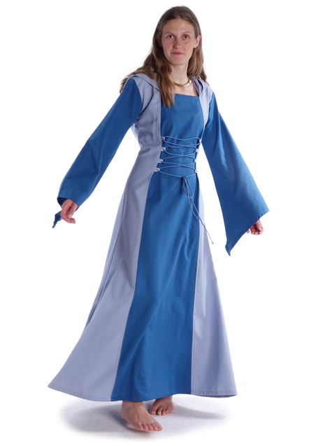 Mittelalter Kleid Liebgart in MISSING: royalblue-lightblue Frontansicht 2