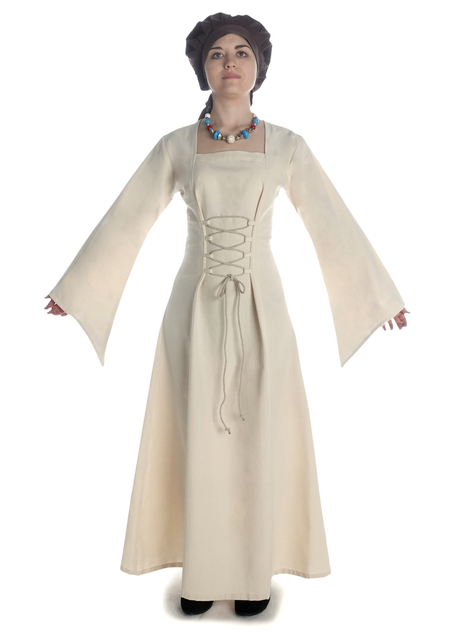 Mittelalter Kleid Amurfina in Beige Frontansicht