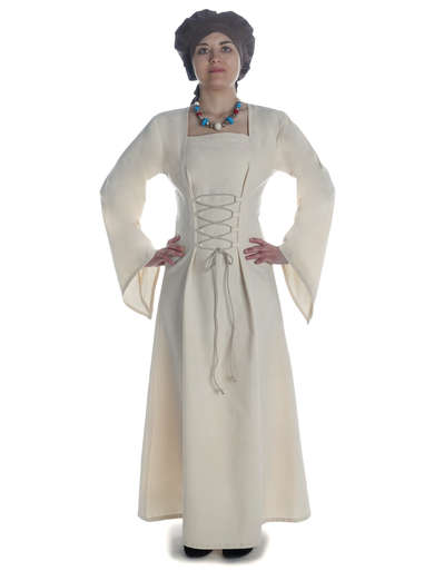 Mittelalter Kleid Amurfina in Beige Frontansicht 2