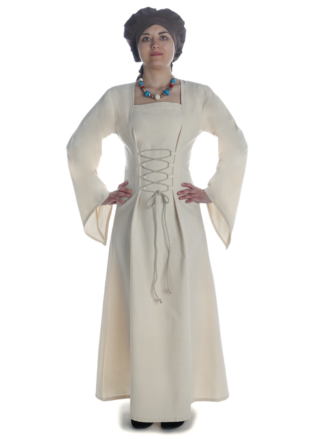 Mittelalter Kleid Amurfina in Beige Frontansicht 2