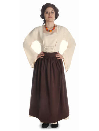 Mittelalter Kleid Amurfina in Beige Frontansicht 3