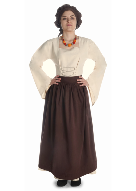 Mittelalter Kleid Amurfina in Beige Frontansicht 3