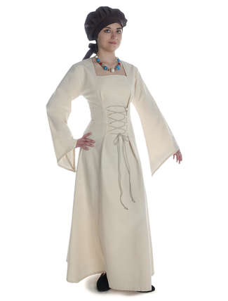 Mittelalter Kleid Amurfina in Beige Seitenansicht