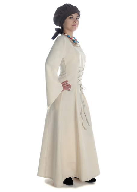 Mittelalter Kleid Amurfina in Beige Seitenansicht 2